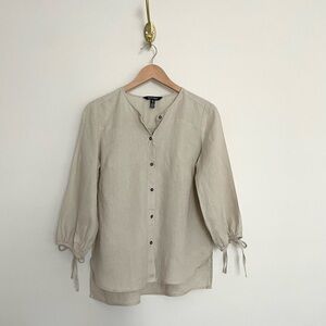 100% linen button-front blouse